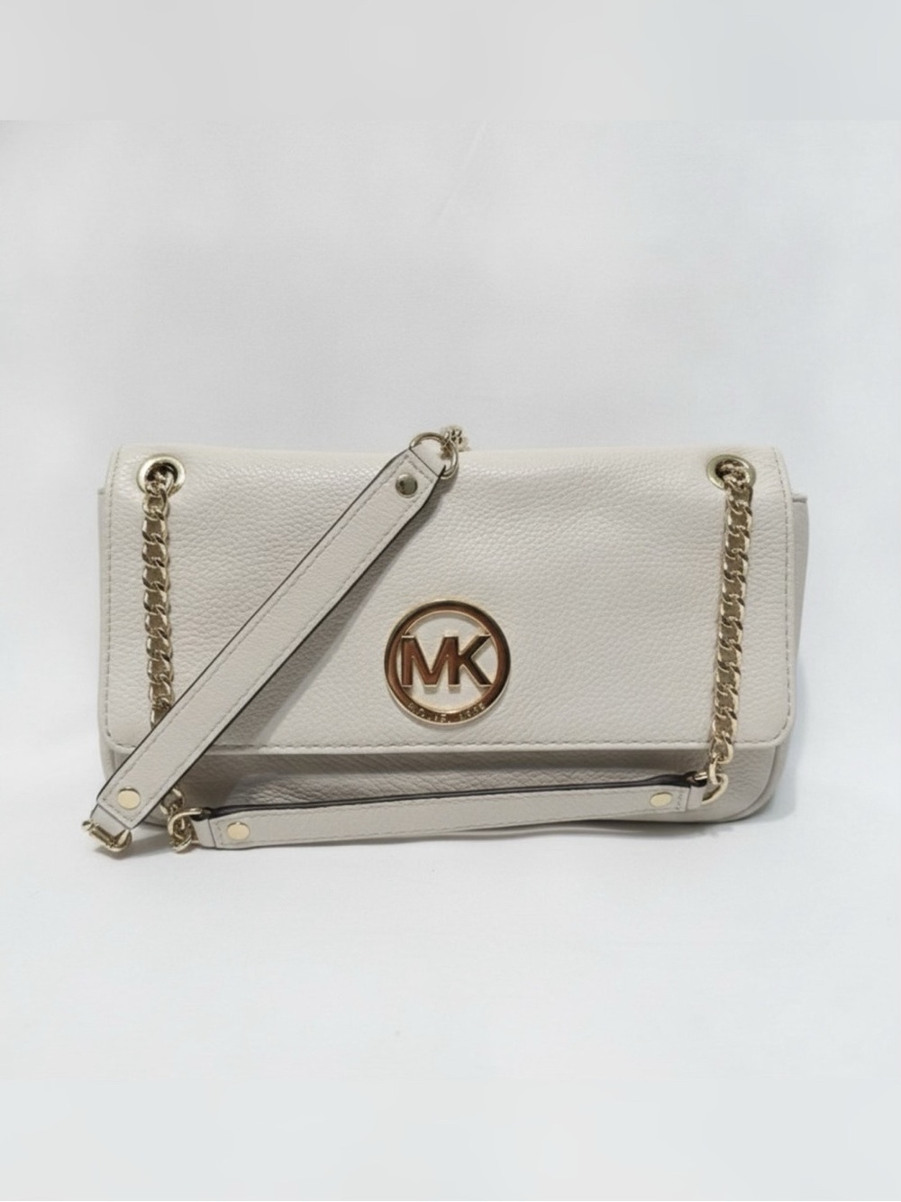 NWOT Michael Kors Fulton Small Flap Vanilla Cream Leather Chain Shoulder Bag